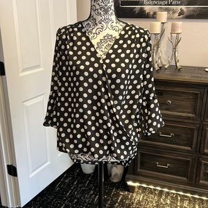 Polka Dot Bell Sleeve Blouse